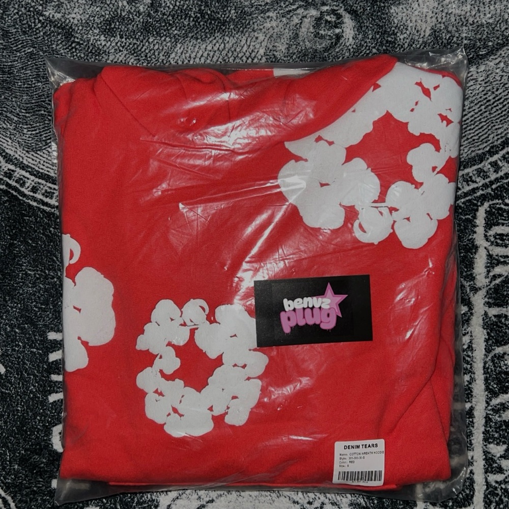 Red White Denim Tears Hoodie